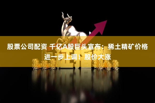 股票公司配资 千亿A股巨头宣布：稀土精矿价格进一步上调！股价大涨