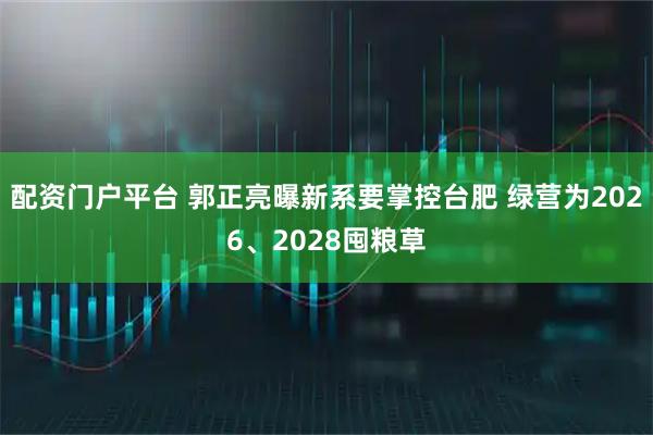 配资门户平台 郭正亮曝新系要掌控台肥 绿营为2026、2028囤粮草